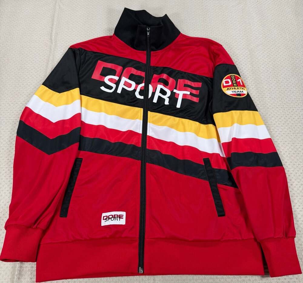 DOPE Sport Pitstop Track Jacket Red Black Yellow White Size S
